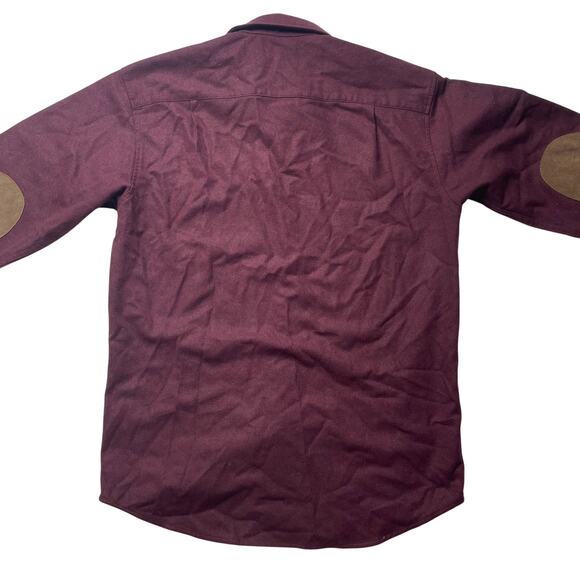 Pendleton Trail Shirt Burgundy Red Wool Button Up Medium Men's Elbow Patches - Picture 2 of 6
